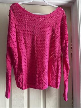 NWT ee:some Fuchsia Open Knit Lightweight Sweater M/L